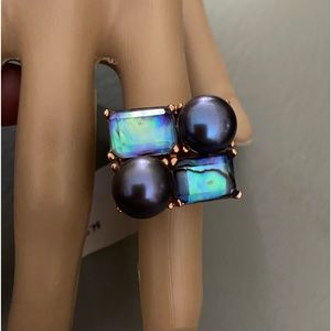 Perlaviva rose gold, pearl & abalone ring Without Tags
